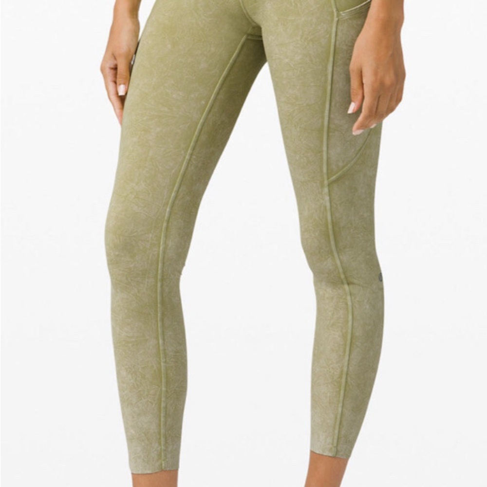 NWT Lululemon Fast and Free High Rise Tight 25” Ice Dye Ice Wash Hazel Green